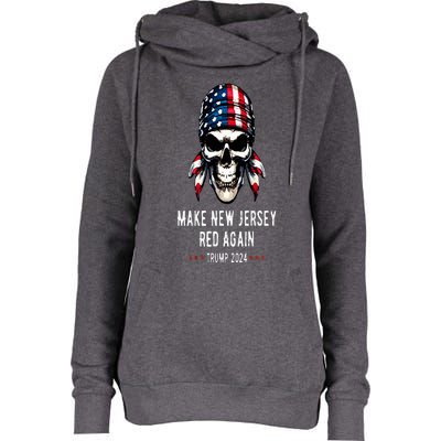 Make New Jersey Red Again Skull Republican Trump 2024 Womens Funnel Neck Pullover Hood