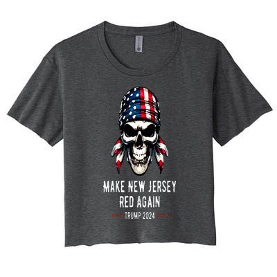 Make New Jersey Red Again Skull Republican Trump 2024 Women's Crop Top Tee