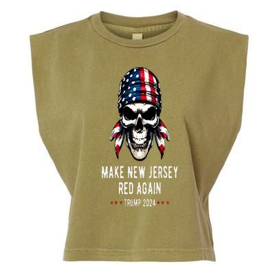 Make New Jersey Red Again Skull Republican Trump 2024 Garment-Dyed Women's Muscle Tee