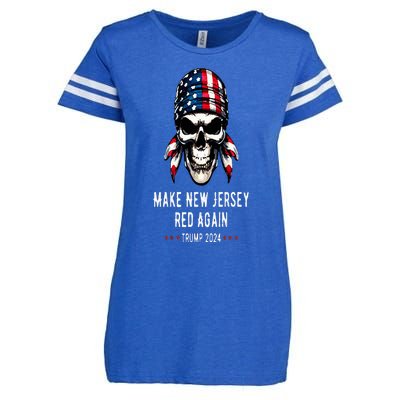 Make New Jersey Red Again Skull Republican Trump 2024 Enza Ladies Jersey Football T-Shirt