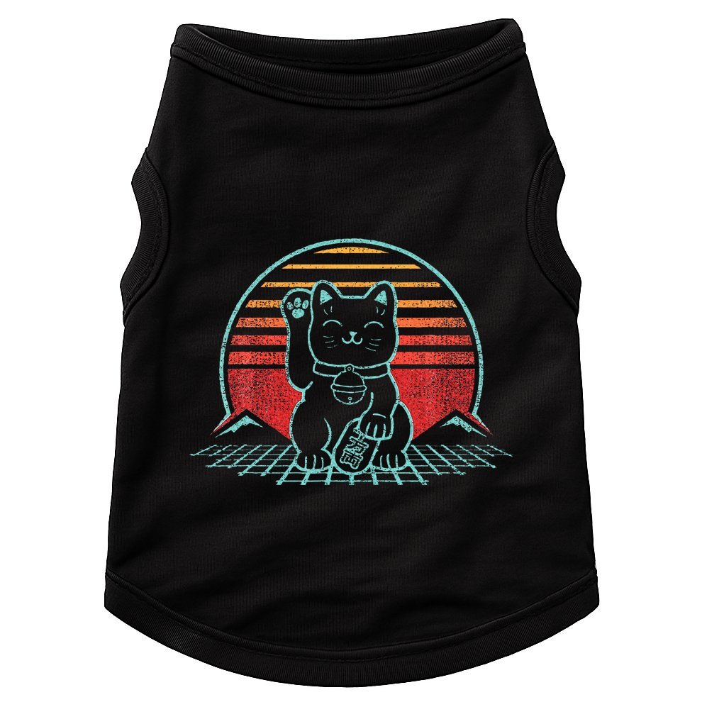 Maneki Neko Japanese Lucky Cat Retro Aesthetic Kawaii Doggie Tank
