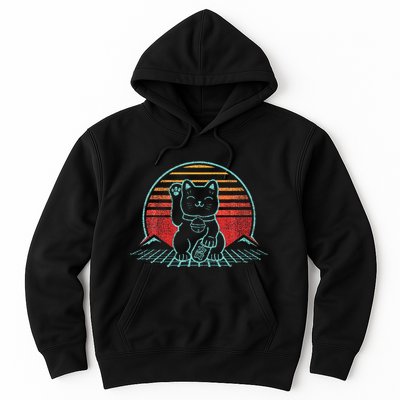 Maneki Neko Japanese Lucky Cat Retro Aesthetic Kawaii Hoodie