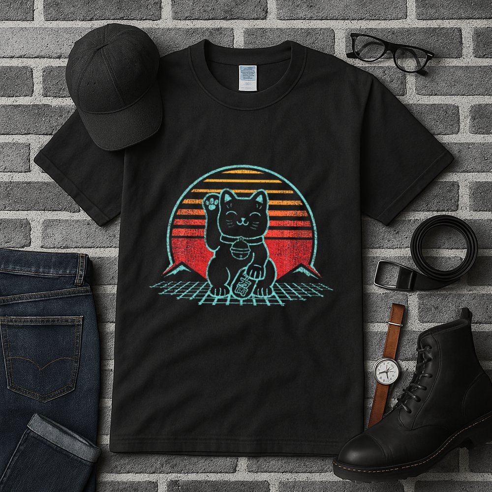 Maneki Neko Japanese Lucky Cat Retro Aesthetic Kawaii Tall T-Shirt