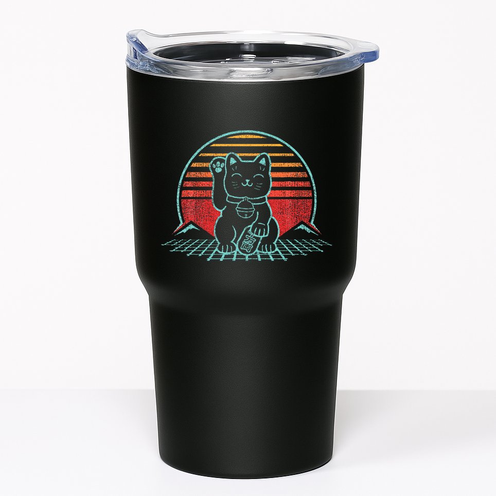 Maneki Neko Japanese Lucky Cat Retro Aesthetic Kawaii Tumbler