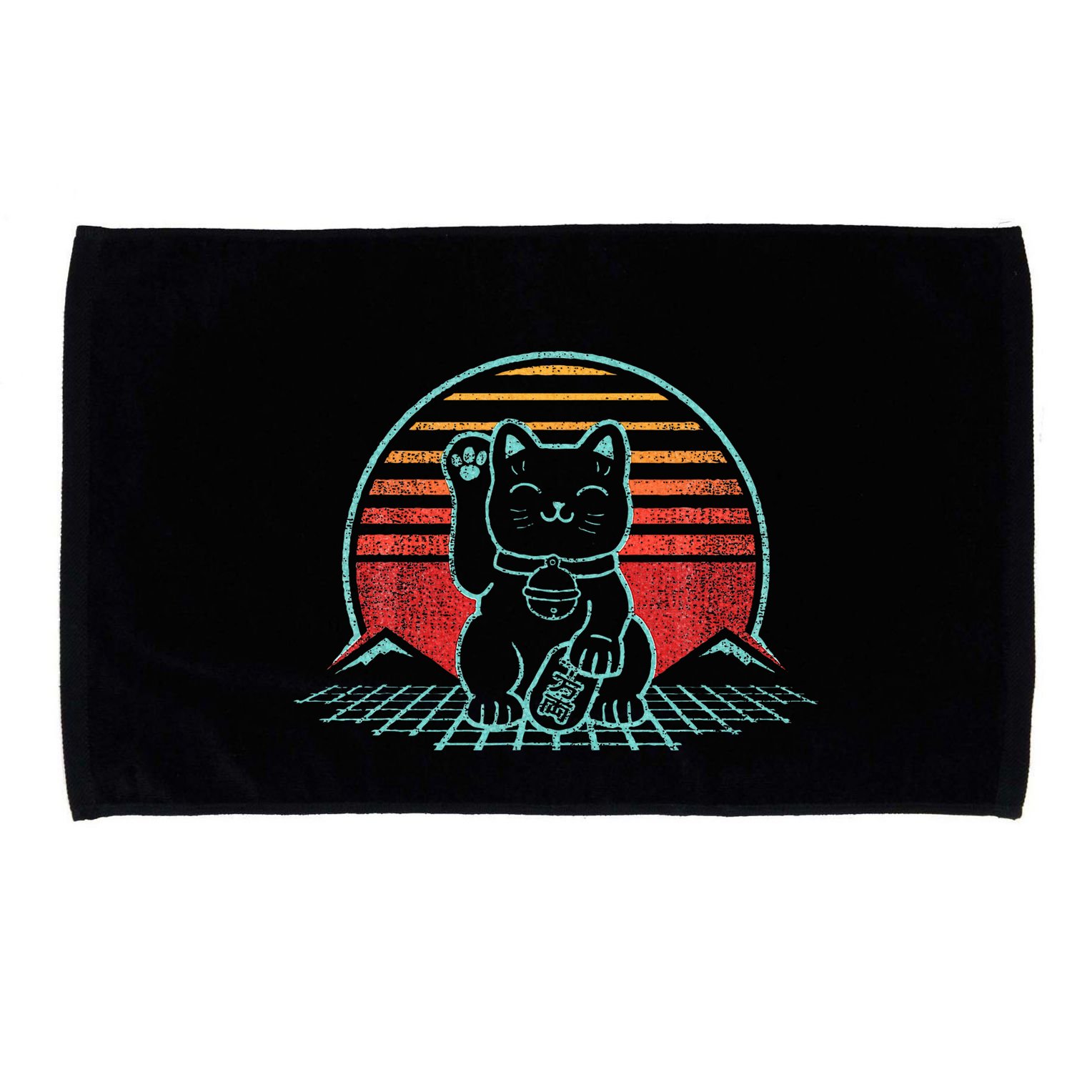 Maneki Neko Japanese Lucky Cat Retro Aesthetic Kawaii Microfiber Hand Towel