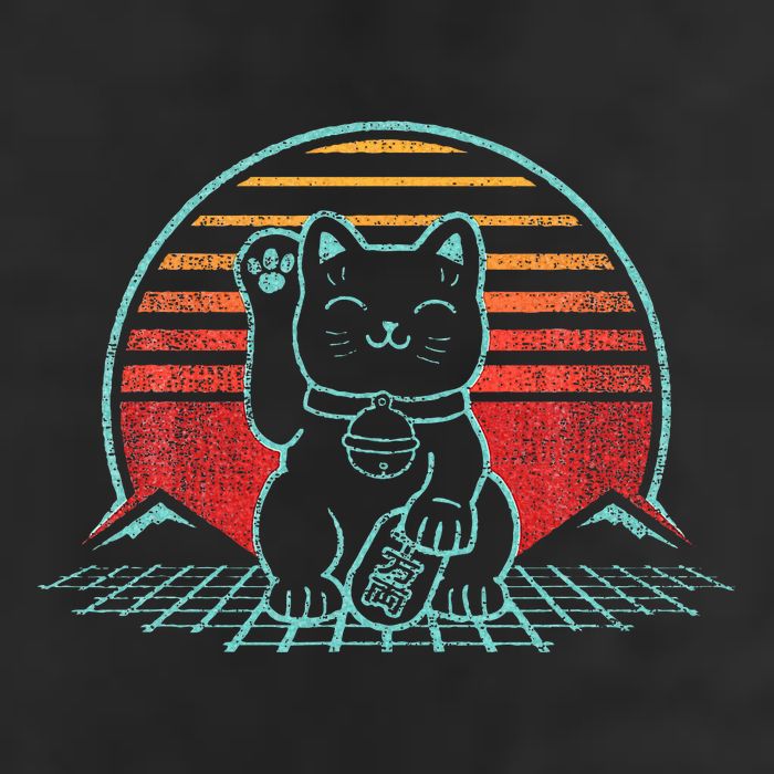 Maneki Neko Japanese Lucky Cat Retro Aesthetic Kawaii Microfiber Hand Towel