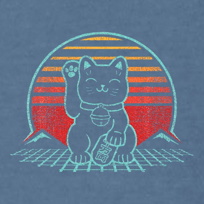 Maneki Neko Japanese Lucky Cat Retro Aesthetic Kawaii Garment-Dyed Sweatshirt