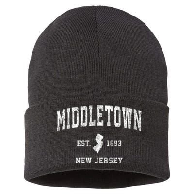 Middletown New Jersey Nj Vintage Athletic Sports Sustainable Knit Beanie