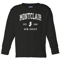 Montclair New Jersey Nj Vintage Athletic Toddler Long Sleeve Shirt