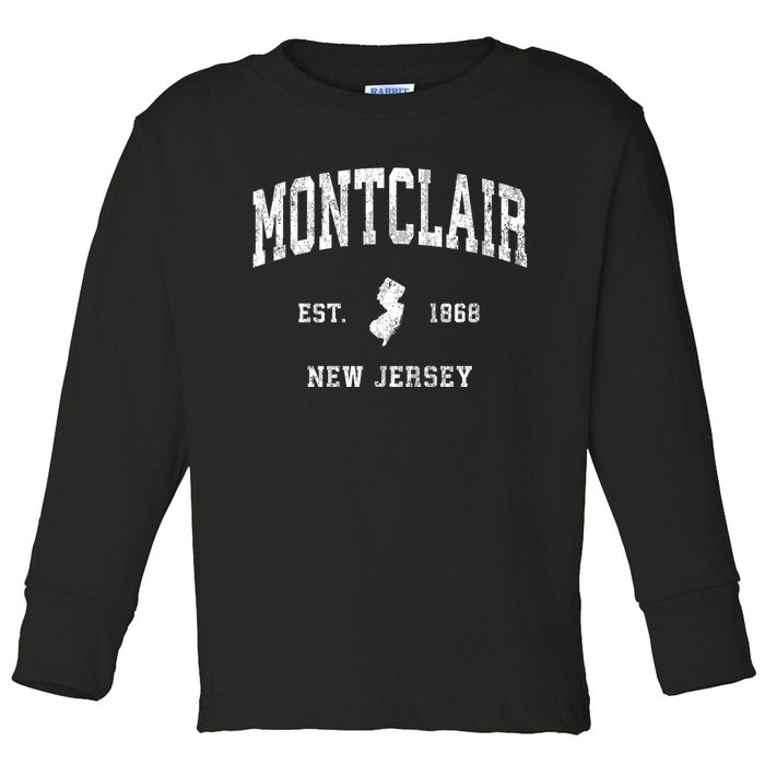 Montclair New Jersey Nj Vintage Athletic Toddler Long Sleeve Shirt