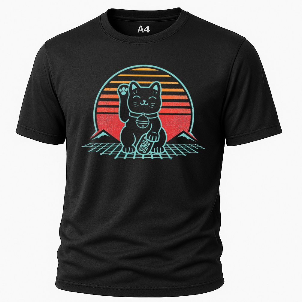 Maneki Neko Japanese Lucky Cat Retro Aesthetic Kawaii  Cooling Performance Crew T-Shirt