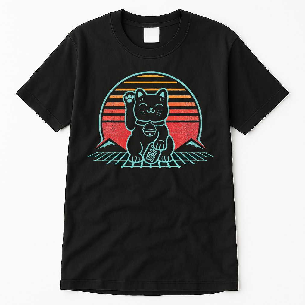 Maneki Neko Japanese Lucky Cat Retro Aesthetic Kawaii  Tall T-Shirt