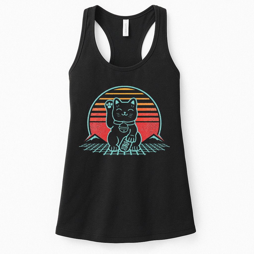 Maneki Neko Japanese Lucky Cat Retro Aesthetic Kawaii  Womens Tank Top