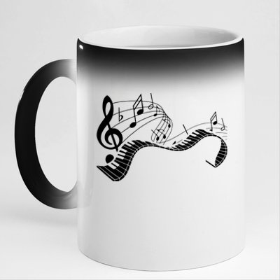 Music Notes Keyboard Pianist Classical Musician Piano 11oz Black Color Changing Mug