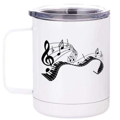 Music Notes Keyboard Pianist Classical Musician Piano 12 oz Stainless Steel Tumbler Cup