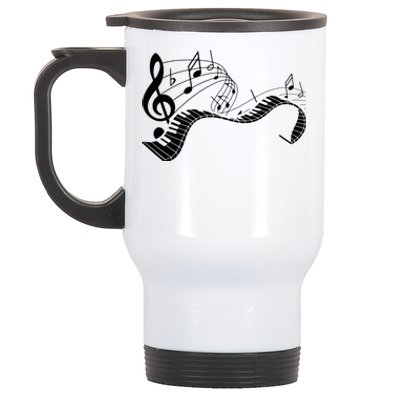 Music Notes Keyboard Pianist Classical Musician Piano Stainless Steel Travel Mug