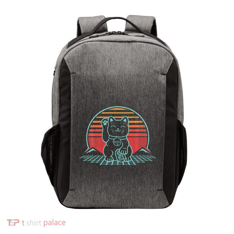 Maneki Neko Kawaii Lucky Cat Japan Retro 80s Style Cute Gift Vector Backpack