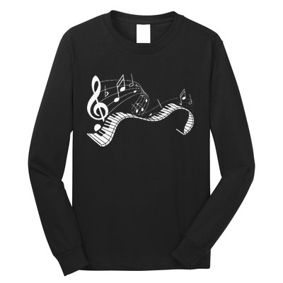 Music Notes Keyboard Pianist Classical Musician Piano Long Sleeve Shirt