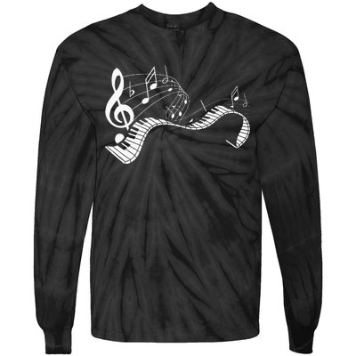 Music Notes Keyboard Pianist Classical Musician Piano Tie-Dye Long Sleeve Shirt