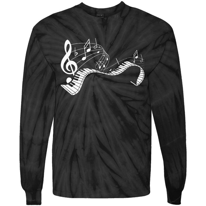 Music Notes Keyboard Pianist Classical Musician Piano Tie-Dye Long Sleeve Shirt