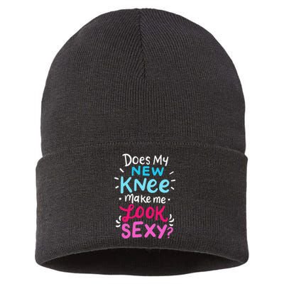 My New Knee Gift Funny Knee Replacement Surgery Joke Sustainable Knit Beanie