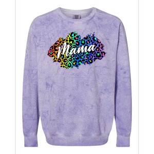 Mama Neon Leopard Print Cute Gift Colorblast Crewneck Sweatshirt