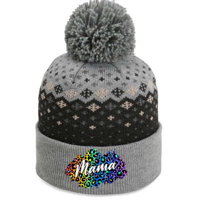 Mama Neon Leopard Print Cute Gift The Baniff Cuffed Pom Beanie