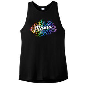 Mama Neon Leopard Print Cute Gift Ladies PosiCharge Tri-Blend Wicking Tank