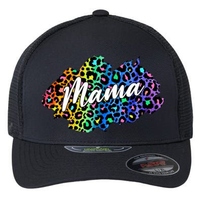 Mama Neon Leopard Print Cute Gift Flexfit Unipanel Trucker Cap