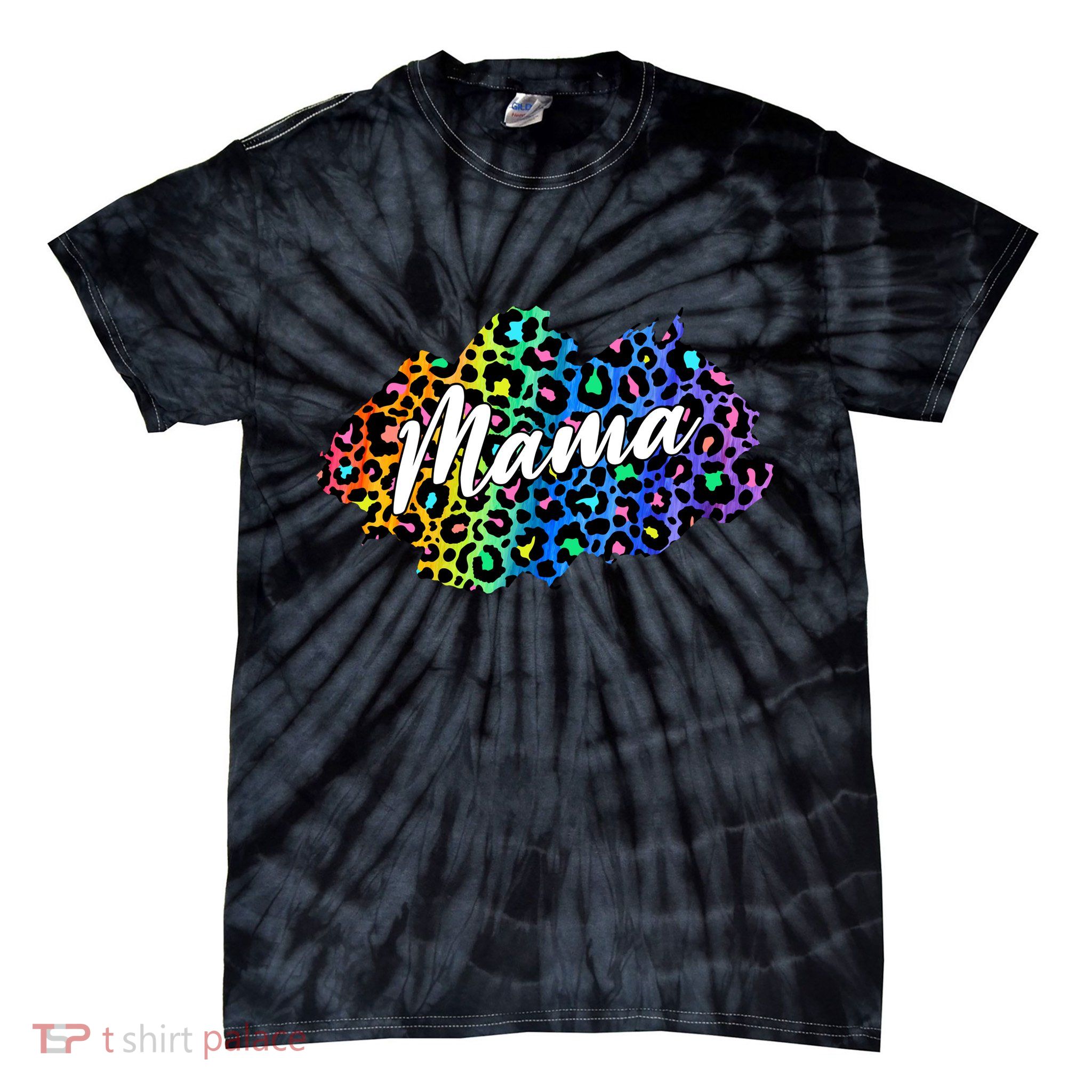 Mama Neon Leopard Print Cute Gift Tie-Dye T-Shirt