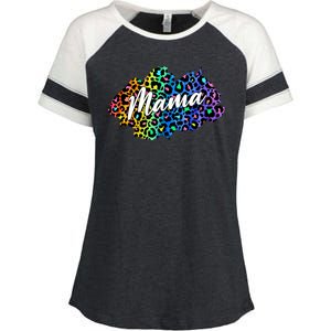 Mama Neon Leopard Print Cute Gift Enza Ladies Jersey Colorblock Tee