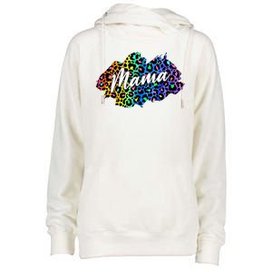 Mama Neon Leopard Print Cute Gift Womens Funnel Neck Pullover Hood