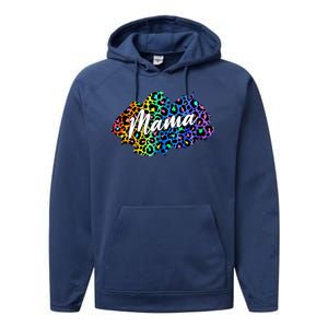 Mama Neon Leopard Print Cute Gift Performance Fleece Hoodie