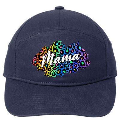 Mama Neon Leopard Print Cute Gift 7-Panel Snapback Hat