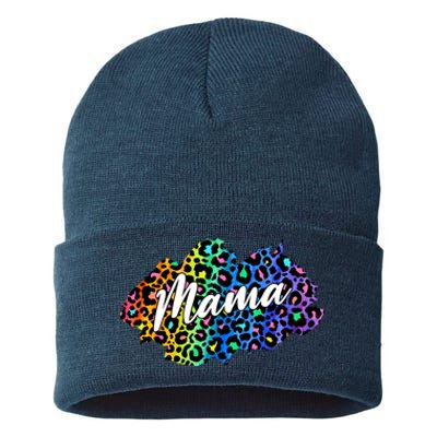 Mama Neon Leopard Print Cute Gift Sustainable Knit Beanie