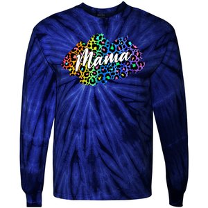 Mama Neon Leopard Print Cute Gift Tie-Dye Long Sleeve Shirt