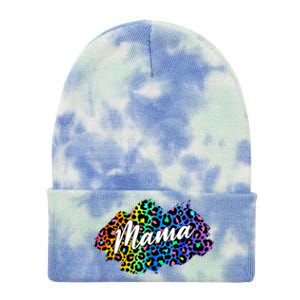 Mama Neon Leopard Print Cute Gift Tie Dye 12in Knit Beanie