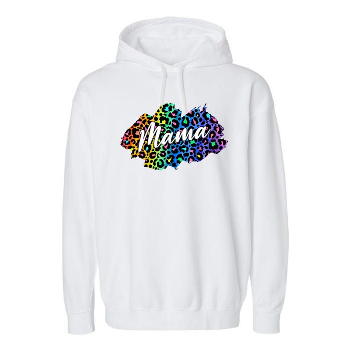 Mama Neon Leopard Print Cute Gift Garment-Dyed Fleece Hoodie