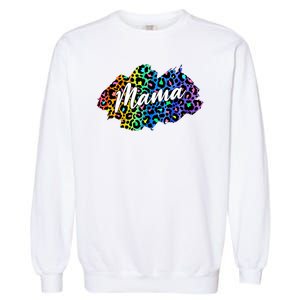 Mama Neon Leopard Print Cute Gift Garment-Dyed Sweatshirt