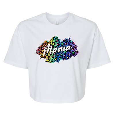 Mama Neon Leopard Print Cute Gift Bella+Canvas Jersey Crop Tee