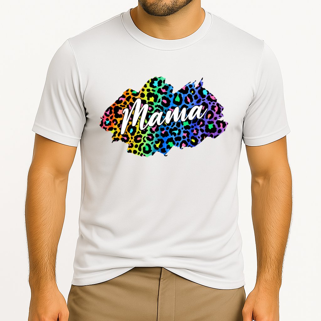 Mama Neon Leopard Print Cute Gift Cooling Performance Crew T-Shirt