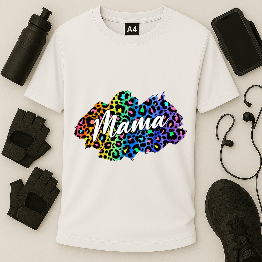 Mama Neon Leopard Print Cute Gift Cooling Performance Crew T-Shirt
