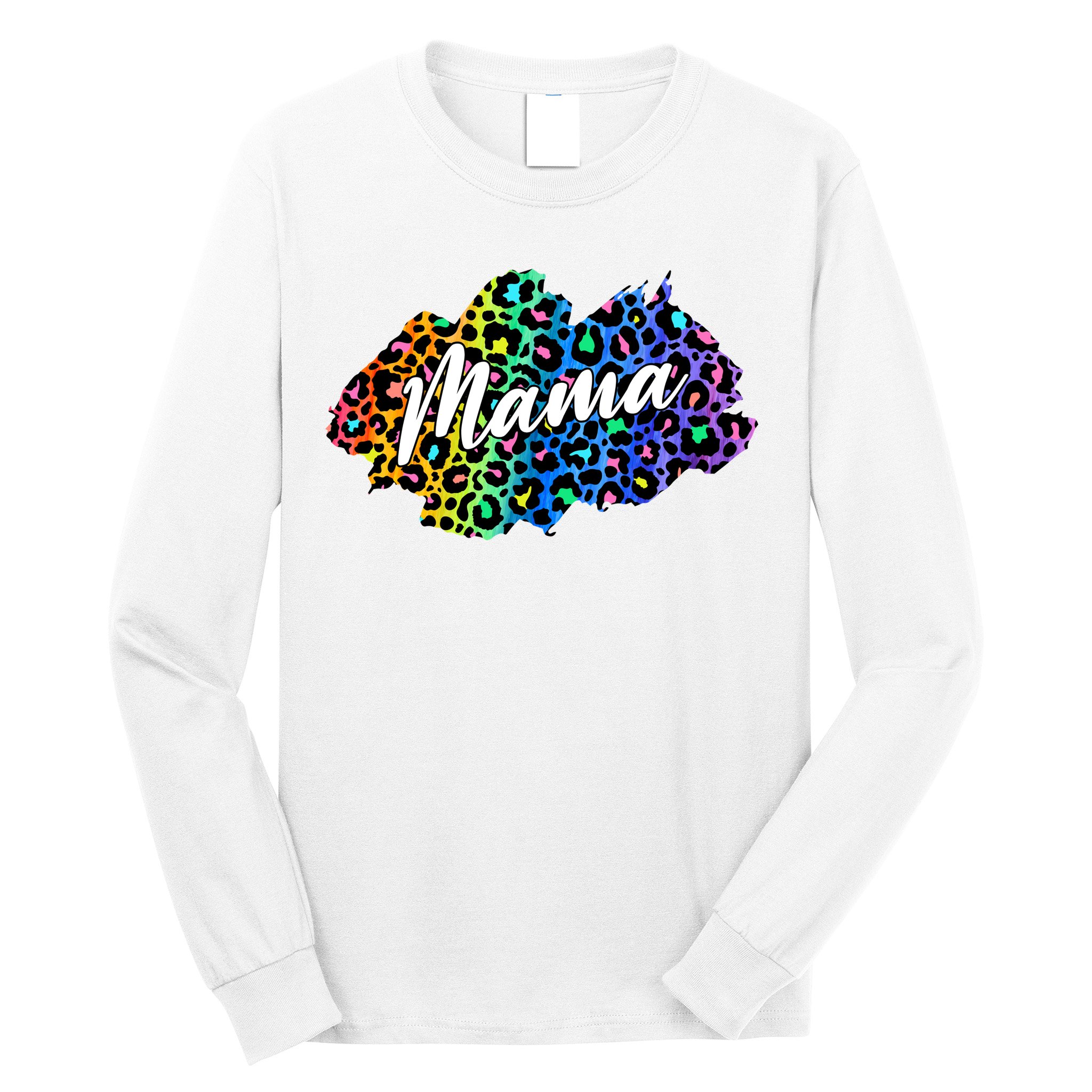 Mama Neon Leopard Print Cute Gift Long Sleeve Shirt