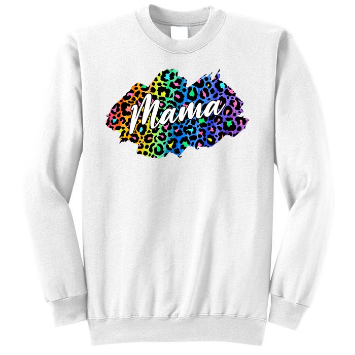 Mama Neon Leopard Print Cute Gift Sweatshirt