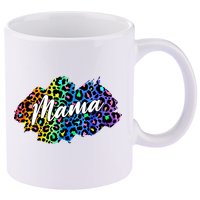 Mama Neon Leopard Print Cute Gift 11oz C Handle Ceramic Mug