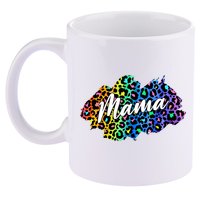 Mama Neon Leopard Print Cute Gift 11oz C Handle Ceramic Mug
