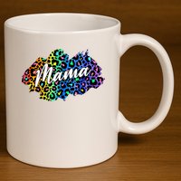 Mama Neon Leopard Print Cute Gift 11oz C Handle Ceramic Mug