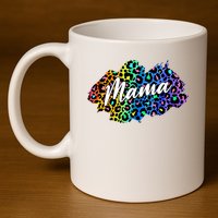 Mama Neon Leopard Print Cute Gift 11oz C Handle Ceramic Mug