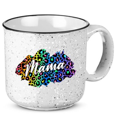 Mama Neon Leopard Print Cute Gift 15oz Campfire Ceramic Mug