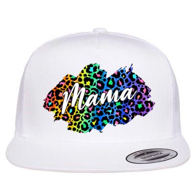 Mama Neon Leopard Print Cute Gift Flat Bill Trucker Hat